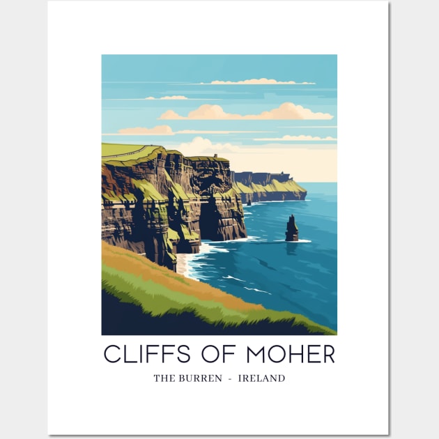 A Pop Art Travel Print of the Cliffs of Moher - The Burren - Ireland Wall Art by Studio Red Koala